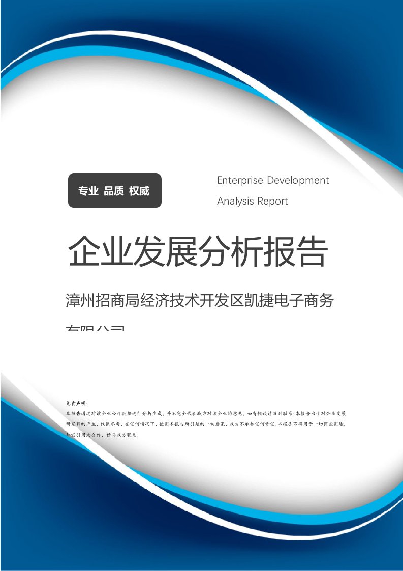 漳州招商局經濟技術開發區凱捷電子商務企業發展與技術開發分析報告